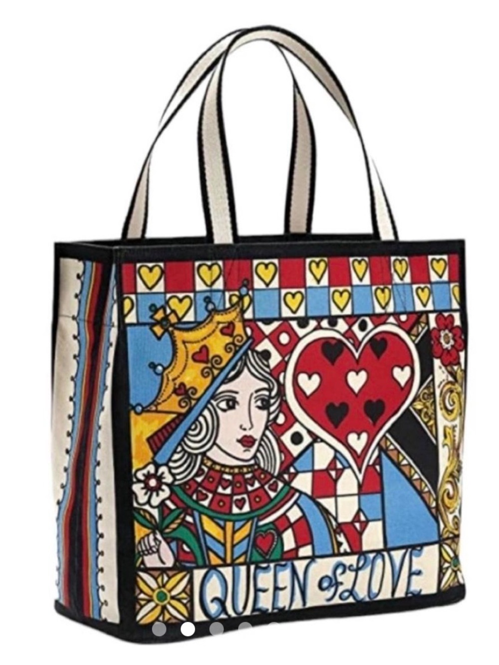 Brighton Multicolor Queen of Love Tote with Red, Blue, Cream, Black & Yellow